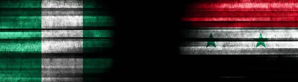 Flagi Nigerii Syrii Czarnym Tle — Zdjęcie stockowe