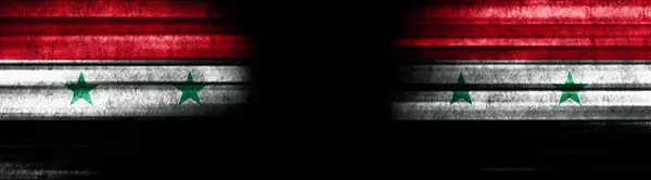 Flagi Syrii Syrii Czarnym Tle — Zdjęcie stockowe