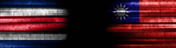 Флаги Коста Рики Тайваня Чёрном Фоне — стоковое фото