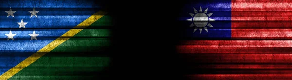 Solomon Islands and Taiwan Flags on Black Background