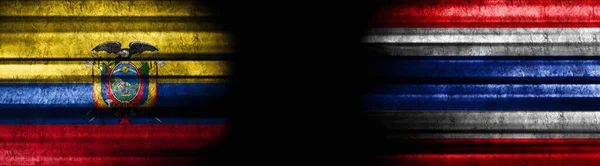 Ecuador Thailand Flags Black Background — Stock Photo, Image