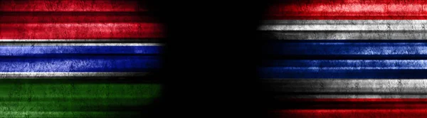 Гамбія Таїланд Прапори Чорному Тлі — стокове фото