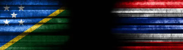Solomon Islands and Thailand Flags on Black Background
