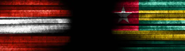 Banderas Austria Togo Sobre Fondo Negro — Foto de Stock