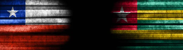 Banderas Chile Togo Sobre Fondo Negro — Foto de Stock