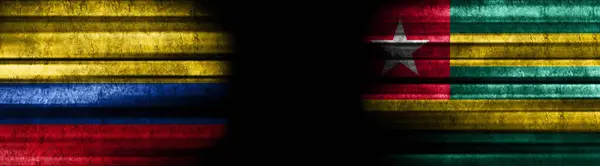 Colombia Togo Banderas Sobre Fondo Negro — Foto de Stock