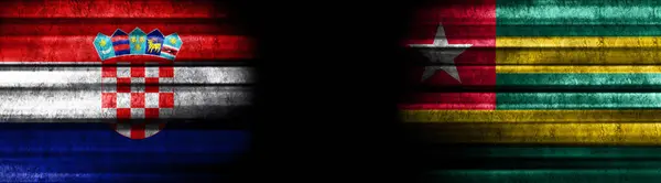 Chorvatsko Togo Vlajky Černém Pozadí — Stock fotografie
