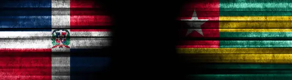 Banderas República Dominicana Togo Sobre Fondo Negro —  Fotos de Stock