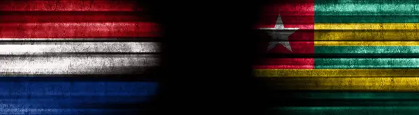 Países Bajos Togo Banderas Sobre Fondo Negro —  Fotos de Stock