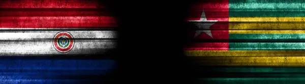 Paraguay Togo Banderas Sobre Fondo Negro — Foto de Stock