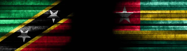 Saint Kitts Nevis Togo Flags Black Background — Stock Photo, Image