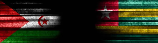 Banderas Saharauis República Árabe Democrática Togo Sobre Fondo Negro —  Fotos de Stock