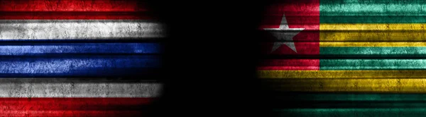 Tailandia Togo Banderas Sobre Fondo Negro — Foto de Stock