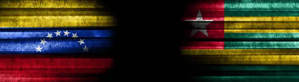 Venezuela Togo Banderas Sobre Fondo Negro — Foto de Stock