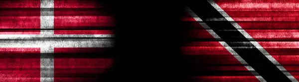 Denemarken Trinidad Tobago Vlaggen Zwarte Achtergrond — Stockfoto