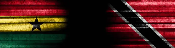 Ghana Und Trinidad Und Tobago Flaggen Auf Schwarzem Hintergrund — Stockfoto