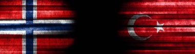 Norveç ve Türkiye Siyah Arkaplanda Bayraklar