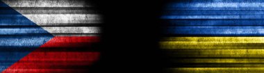 Siyah Arkaplanda Çek Cumhuriyeti ve Ukrayna Bayrakları