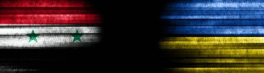 Kara Arkaplanda Suriye ve Ukrayna Bayrakları