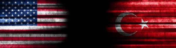 United States Turkey Flags Black Background — Stock Photo, Image