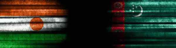 Niger Turkmenistan Flags Black Background — Stock Photo, Image