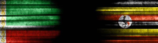 Флаги Чечни Уганды Черном Фоне — стоковое фото