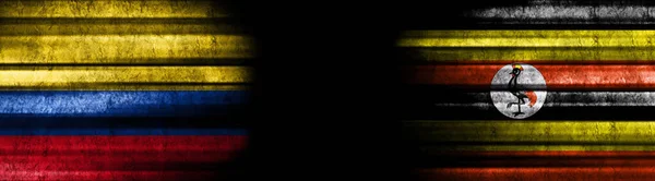 Colombia Uganda Flags Black Background — Stock Photo, Image