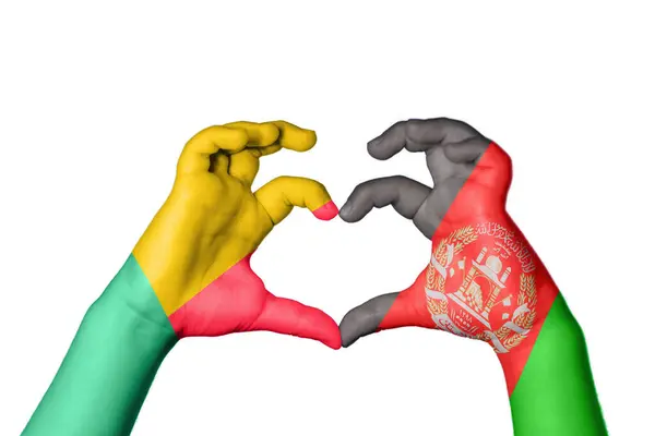 Benin Afghanistan Heart Hand Gesture Making Heart Clipping Path — Stock Photo, Image