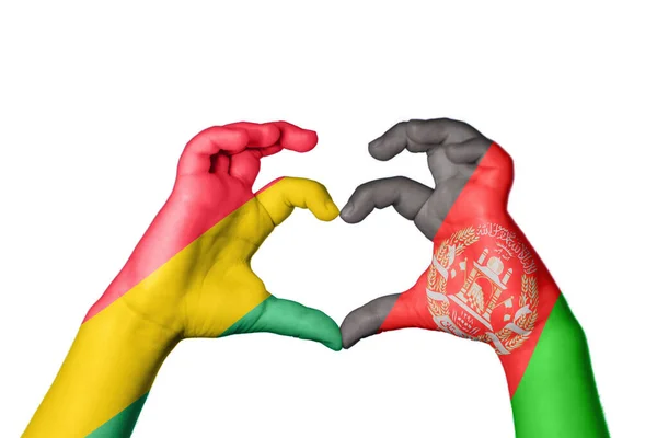 Bolivia Afghanistan Heart Hand Gesture Making Heart Clipping Path — Stock Photo, Image