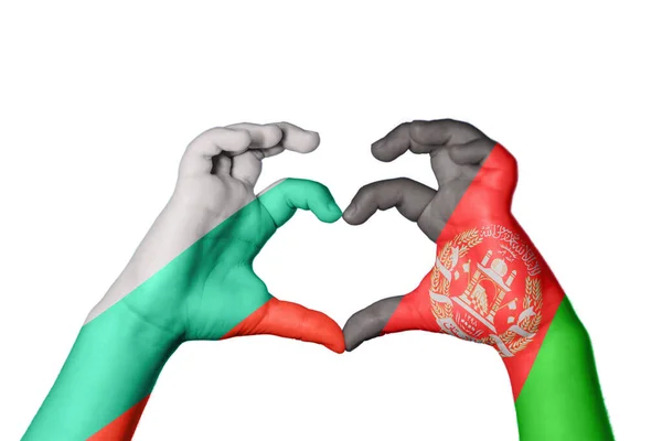 Bulgária Afganisztán Szív Kézmozdulatok Készítése Szív Vágási Útvonal — Stock Fotó