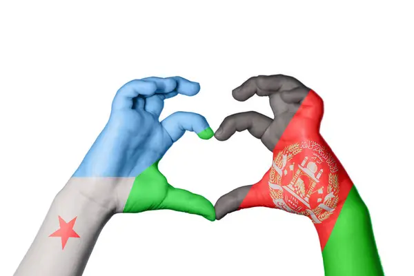 Yibuti Afganistán Corazón Hacer Gestos Mano Del Corazón Recortar Camino — Foto de Stock
