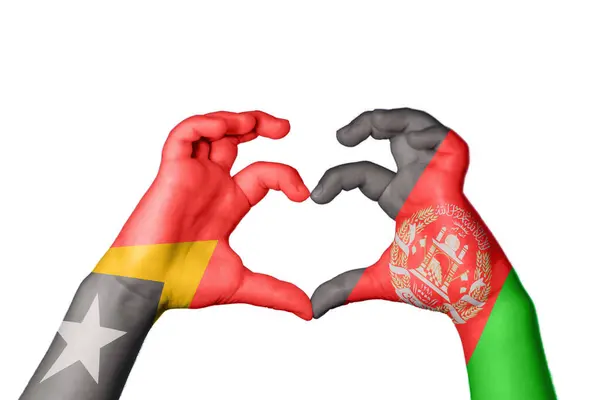 东帝汶阿富汗心脏 手举着手 制造心脏 开辟道路 — 图库照片