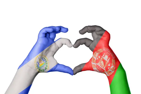 Salvador Afeganistão Coração Gesto Mão Fazendo Coração Caminho Recorte — Fotografia de Stock