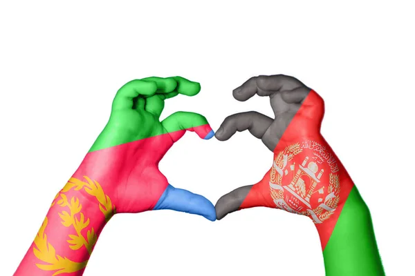 Eritrea Afghanistan Heart Hand Gesture Making Heart Clipping Path — Stock Photo, Image