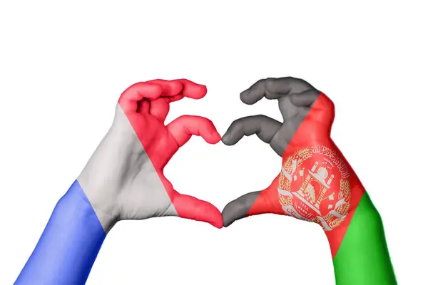 Francia Afganistán Corazón Hacer Gestos Corazón Recortar Camino — Foto de Stock