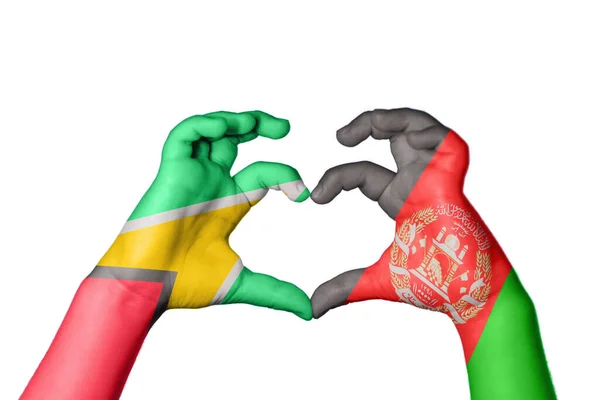 Guyana Afganisztán Szív Kéz Gesztus Készítő Szív Vágási Útvonal — Stock Fotó