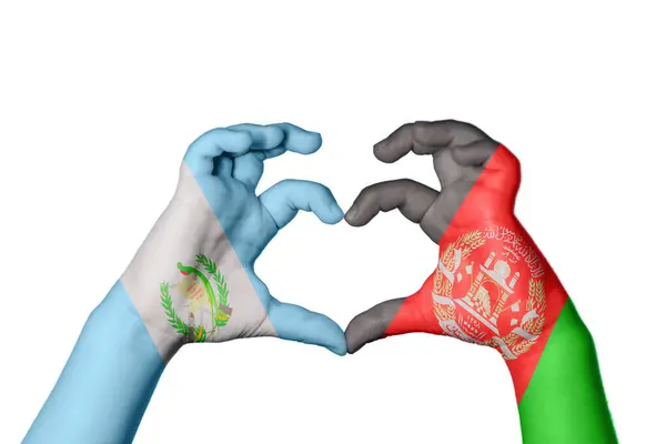 Guatemala Afghanistan Heart Hand Gesture Making Heart Clipping Path — Stock Photo, Image