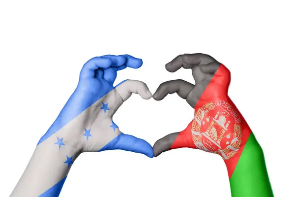 Honduras Afghanistan Heart Hand Gesture Making Heart Clipping Path — Stock Photo, Image