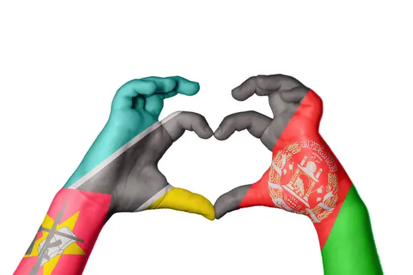 莫桑比克Afghanistan Heart Hand Gesture Making Heart Clipping Path — 图库照片