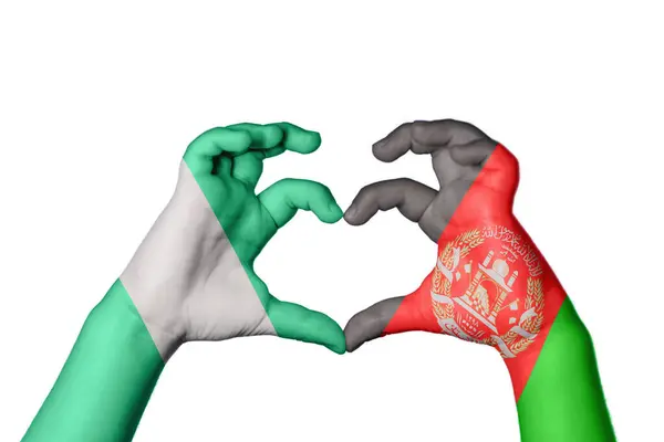 Nigeria Afghanistan Herz Handbewegung Die Herz Macht Clipping Path — Stockfoto