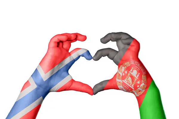 Noruega Afeganistão Coração Gesto Mão Fazendo Coração Clipping Path — Fotografia de Stock