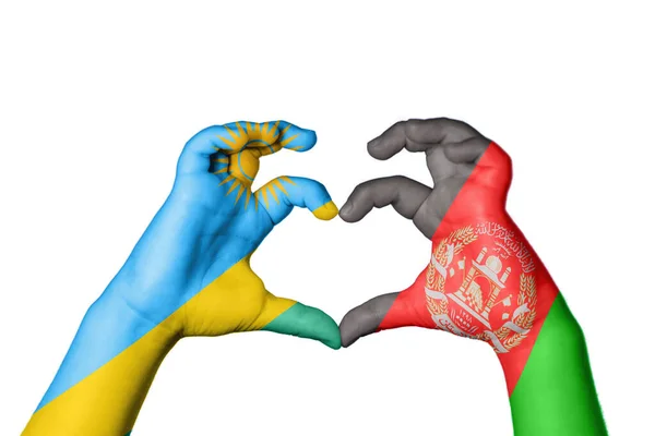 Rwanda Afghanistan Hart Handgebaar Maken Hart Knippad — Stockfoto