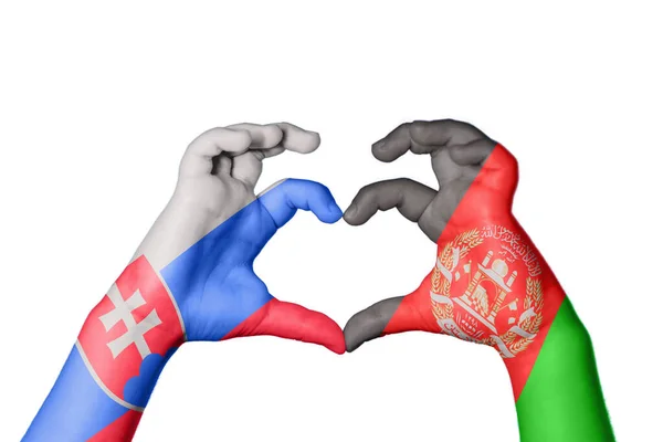 Eslováquia Afeganistão Coração Gesto Mão Fazendo Coração Clipping Path — Fotografia de Stock