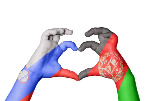 Eslovenia Afganistán Corazón Hacer Gestos Corazón Recortar Camino — Foto de Stock
