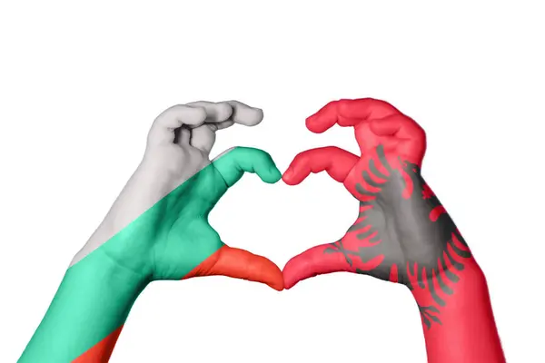 Bulgaria Albania Heart Hand Gesture Making Heart Clipping Path — Stock Photo, Image