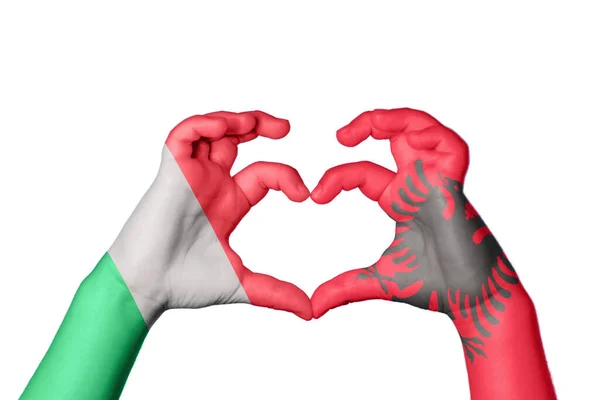 이탈리아 알바니아 심장을 만드는 제스처 클리핑 — 스톡 사진