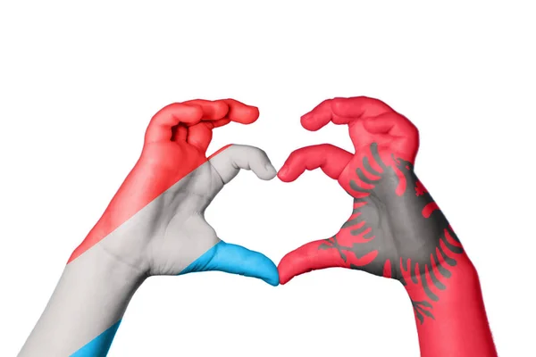 룩셈부르크 알바니아 심장을 만드는 제스처 클리핑 — 스톡 사진