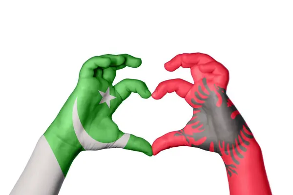 Pakistan Albanien Herz Handbewegung Die Herz Macht Clipping Path — Stockfoto