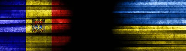 Μολδαβία Και Ουκρανία Σημαίες Μαύρο Φόντο Royalty Free Εικόνες Αρχείου