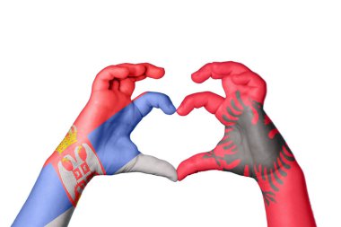 Sırbistan Arnavutluk 'un Kalbi ve El hareketi kalp yaptı, Yolu Kırptı